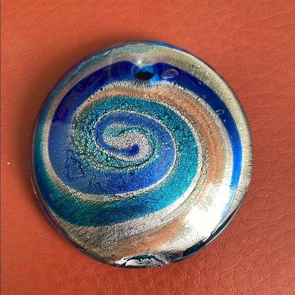 Swirled Glass Pendant in Blue and Silver - Picture 1 of 2